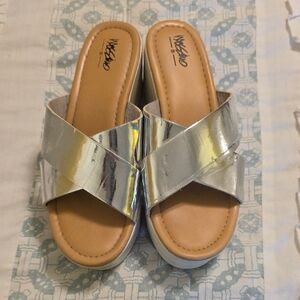 Mossimo Supply Co. Silver and Tan Wedges